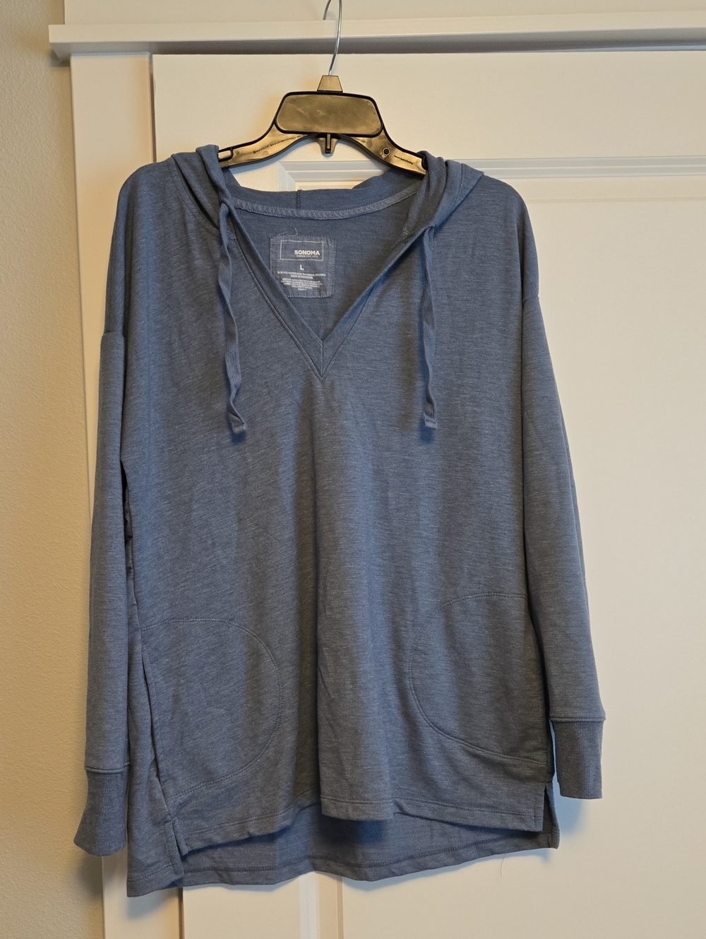 Like-new SONOMA Super Soft Blue Hooded V-Neck Hoodie